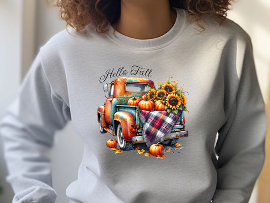 Hello Fall Vintage Truck Print Sweatshirt product