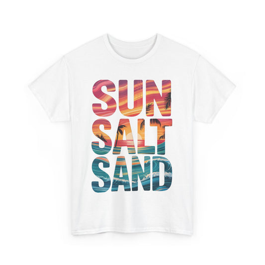 Beach Vibes Tee, Summer Shirt, Sun Salt Sand Graphic Tee, Coastal Clothing, Gift for Ocean Lovers, Beach Party Essential, Summer Vacation