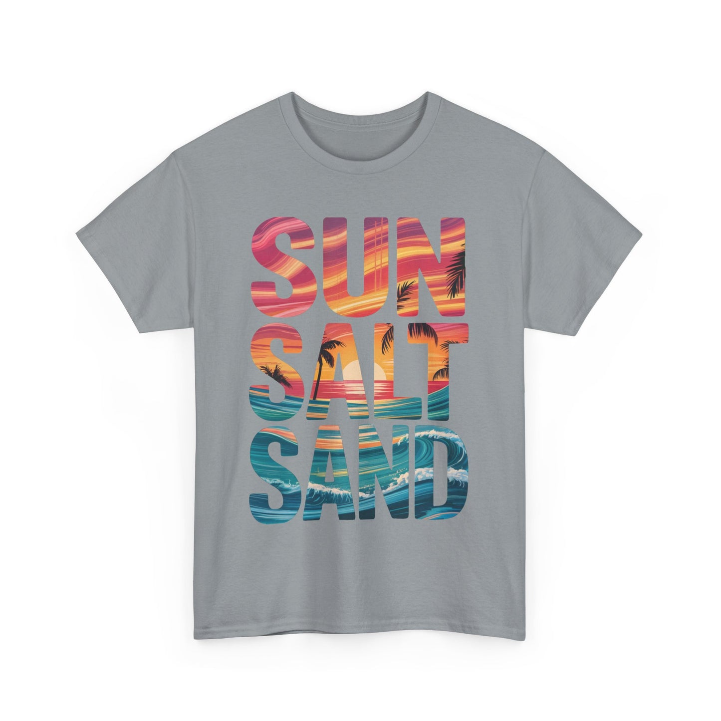 Beach Vibes Tee, Summer Shirt, Sun Salt Sand Graphic Tee, Coastal Clothing, Gift for Ocean Lovers, Beach Party Essential, Summer Vacation