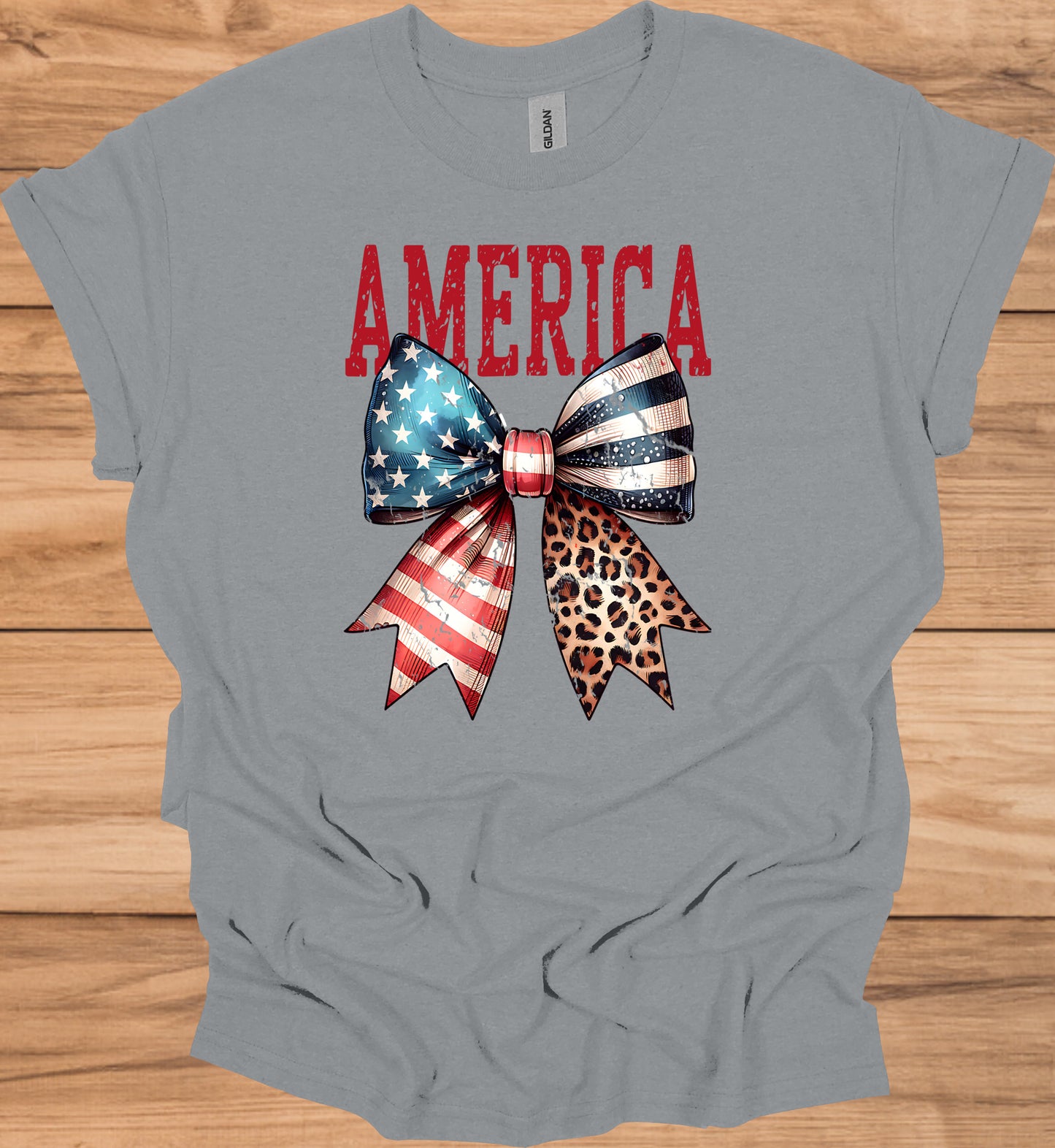 Patriotic Bow T-Shirt - Unisex Heavy Cotton Tee, 4th of July, BBQ, Summer, Casual Wear, American Pride