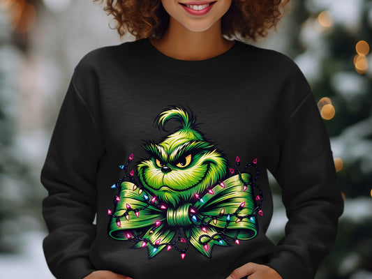 Festive Grinch Holiday Lights Christmas Sweatshirt product