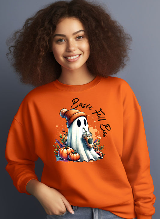Basic Fall Boo Ghost with Pumpkin Orange Sweatshirt product