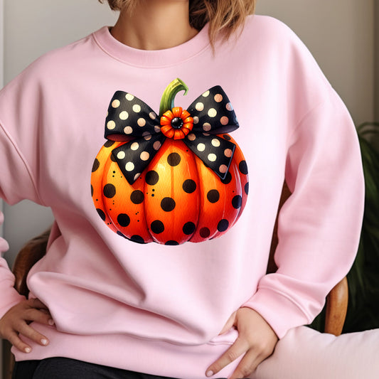 Cute Pink Sweater with Polka Dot Pumpkin Design product