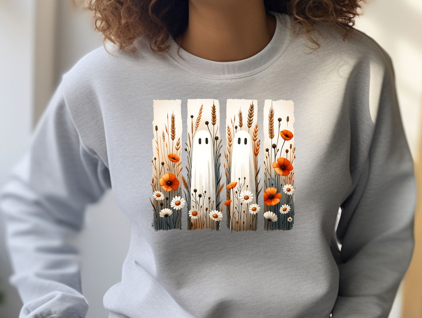 Whimsical Autumn Field Ghosts Graphic Sweatshirt Product