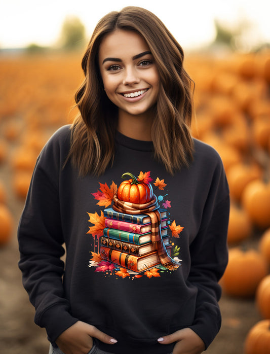 Pumpkin and Books Autumn Illustration Sweatshirt product