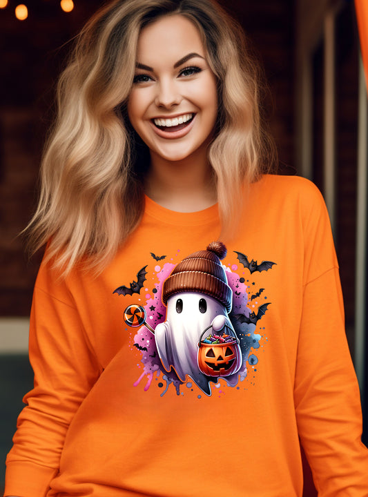 Cute Halloween Ghost with Pumpkin Fun Festive product type