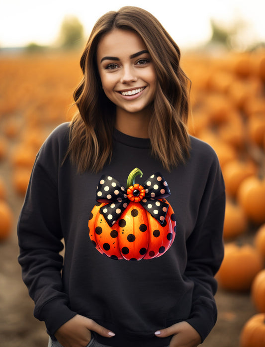 Cute Polka Dot Pumpkin Graphic Sweatshirt product
