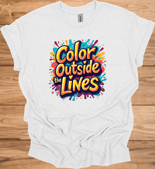 Color Outside the Lines: Vibrant Graffiti Typography, Inspirational Street Art, Creative Expression Poster - Graphic Tee Shirt