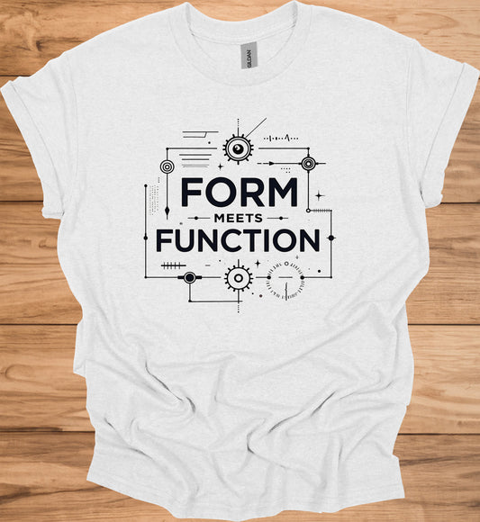Form Meets Function: Engineering Design Artwork, Technical Blueprint Illustration, Innovative Technology Concept - Graphic Tee Shirt
