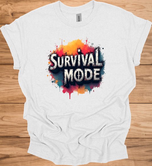 Survival Mode: Explosive Typography, Grunge Textures, Motivational Design - Graphic Tee Shirt