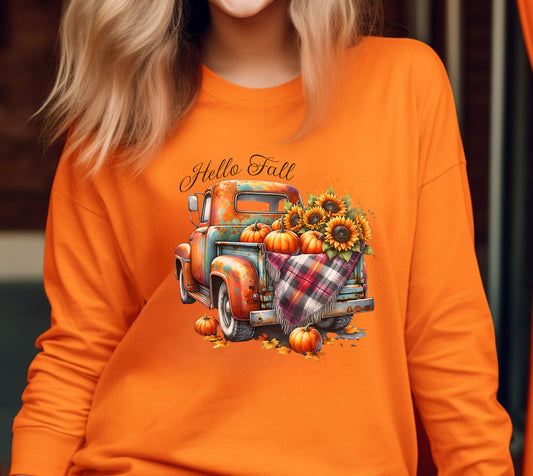 Hello Fall Truck with Sunflowers Long Sleeve product