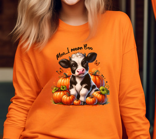 Moo I Mean Boo Cute Pumpkin Orange Shirt product