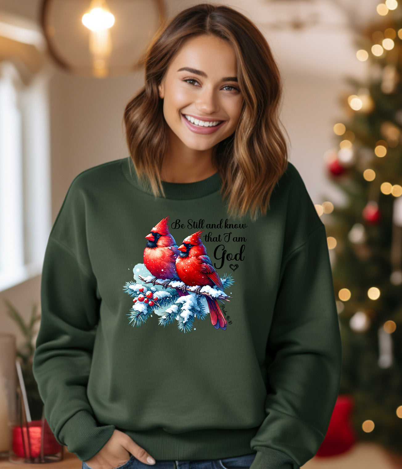 Cardinal Birds Sweatshirt, Be Still and Know, Psalm 46 10 Shirt, Religious Sweatshirt, Christian Gift, Winter Birds, Christmas Sweatshirt
