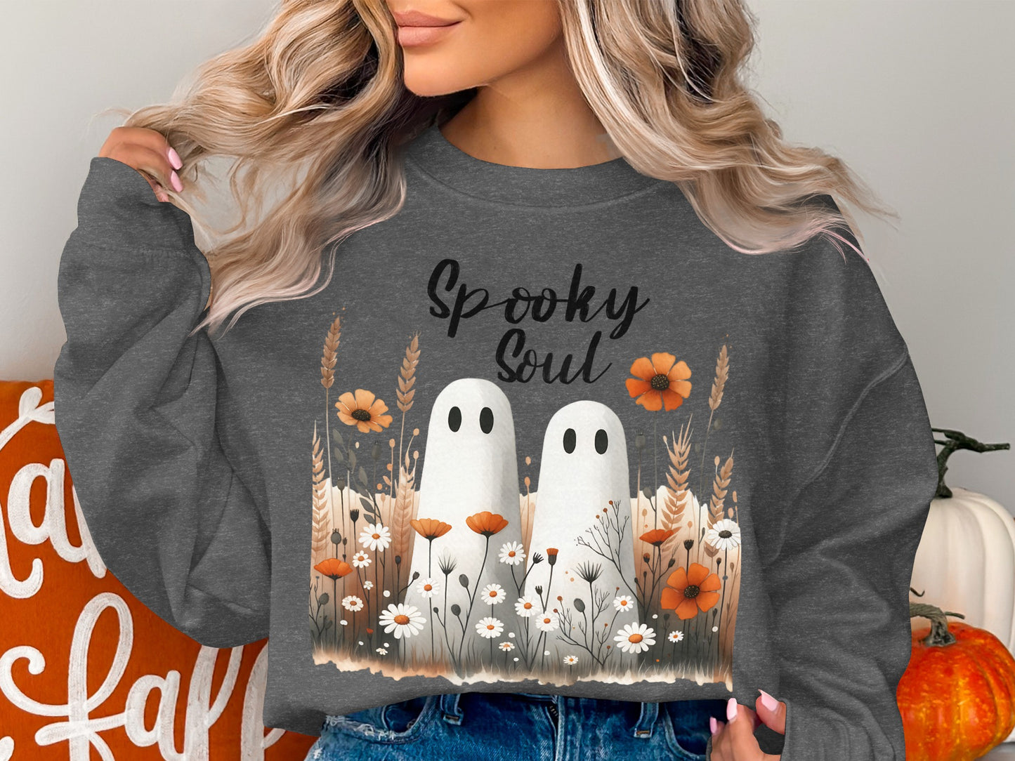 Spooky Soul Ghosts Flowers Long Sleeve Shirt product