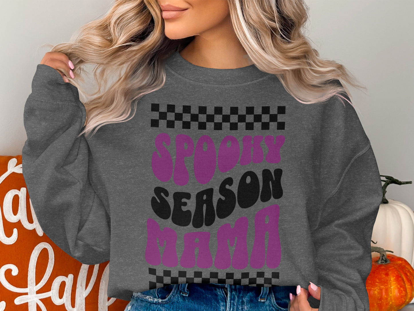 Spooky Season Mama Checkered Graphic Sweatshirt product