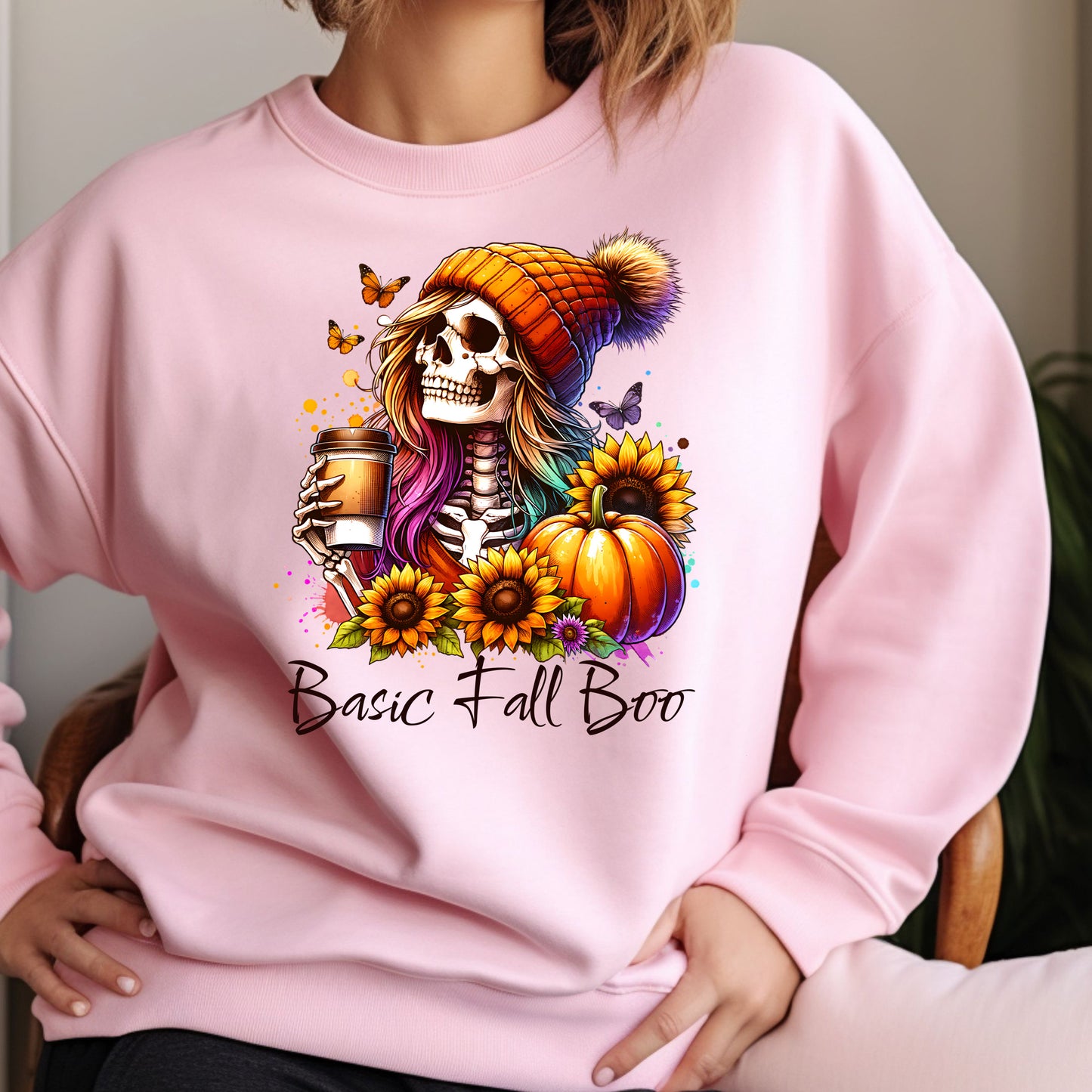 Basic Fall Boo Skeleton Sunflower Sweatshirt product