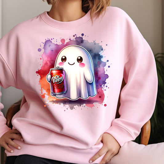 Cute Ghost with Dr Pepper Design Pink Sweater product