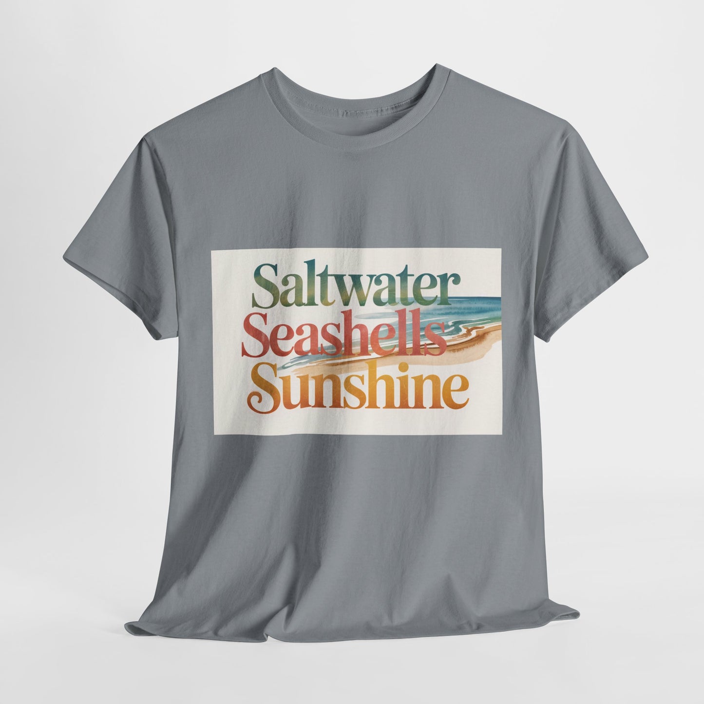 Saltwater Seashells Sunshine Tee | Beach Lovers T-Shirt, Summer Vibes, Coastal Style, Vacation Essential, Nautical Gift