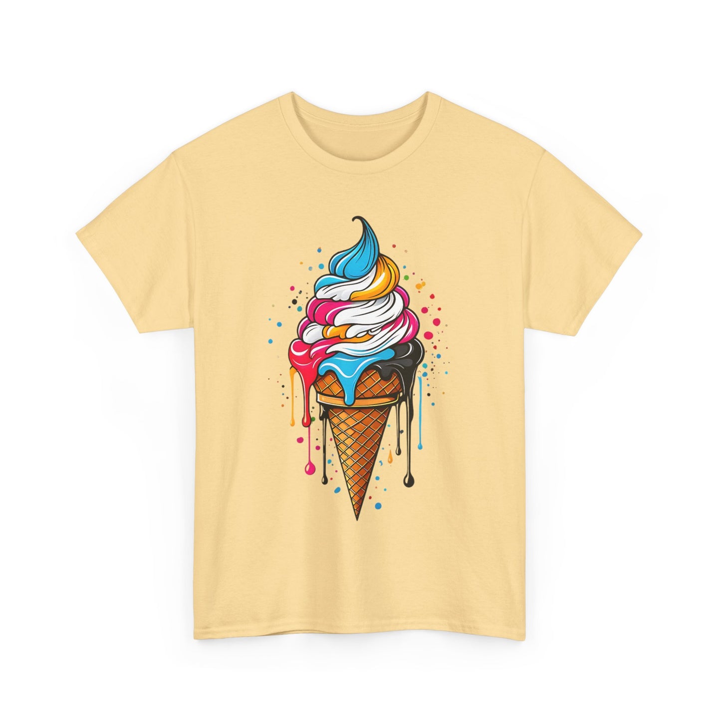 Colorful Ice Cream Cone Tee, Summer T-Shirt, Fun Graphic Tee, Gift for Ice Cream Lovers, Festival Apparel