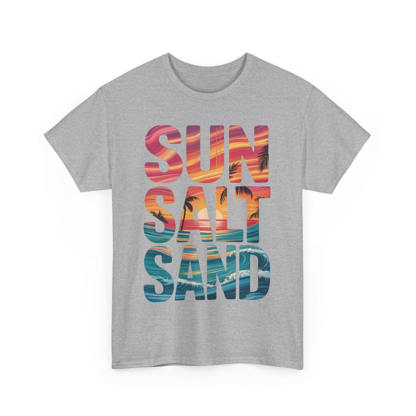 Beach Vibes Tee, Summer Shirt, Sun Salt Sand Graphic Tee, Coastal Clothing, Gift for Ocean Lovers, Beach Party Essential, Summer Vacation