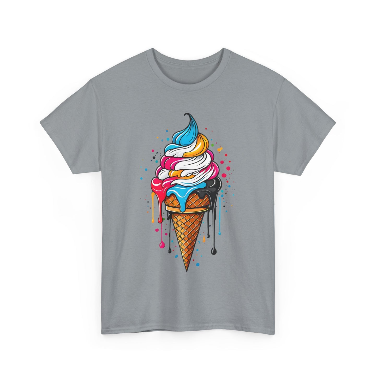 Colorful Ice Cream Cone Tee, Summer T-Shirt, Fun Graphic Tee, Gift for Ice Cream Lovers, Festival Apparel