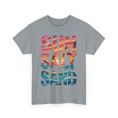Beach Vibes Tee, Summer Shirt, Sun Salt Sand Graphic Tee, Coastal Clothing, Gift for Ocean Lovers, Beach Party Essential, Summer Vacation
