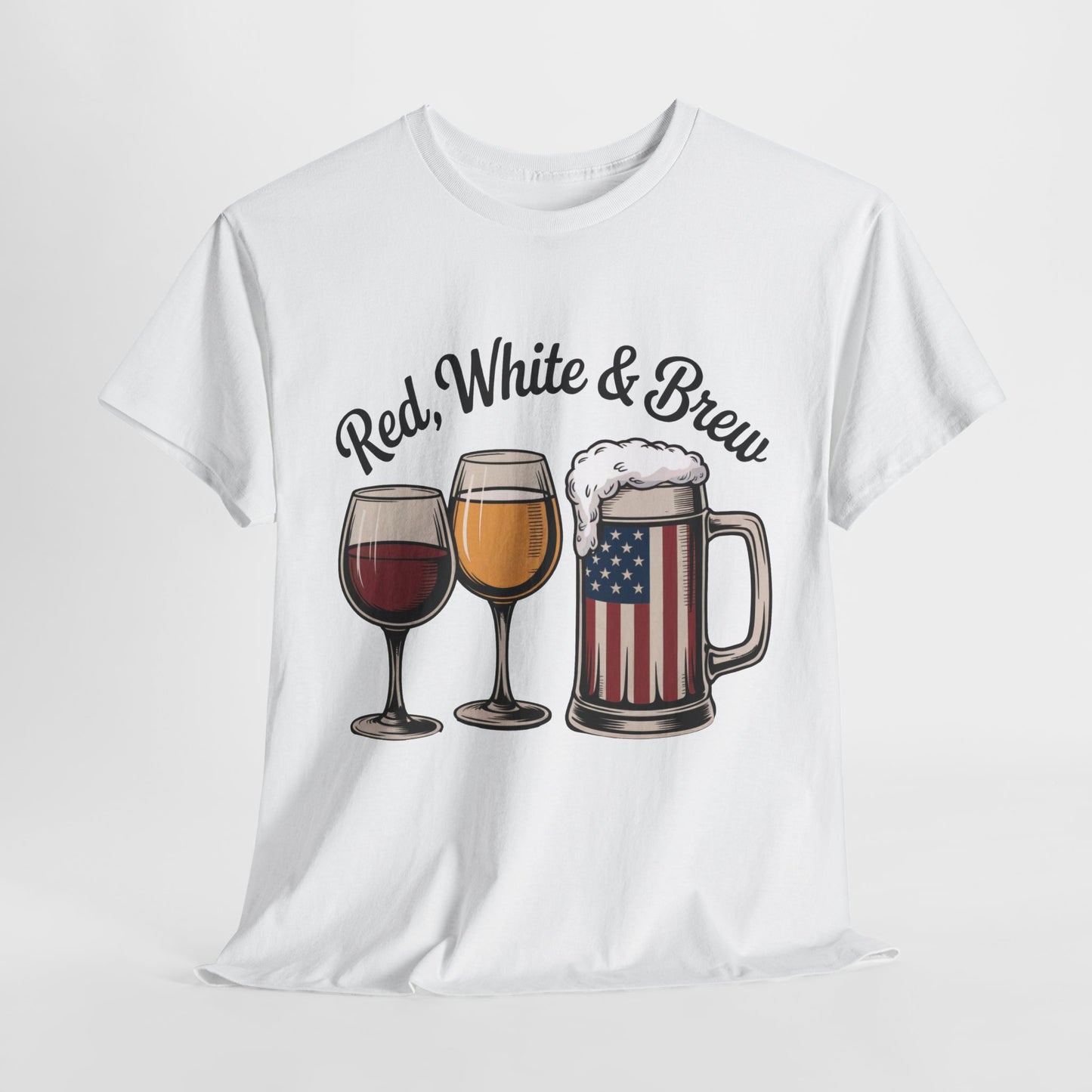 Red, White & Brew Patriotic Tee, Patriotic Beer Tee, Memorial Day t-shirt, 4th of July Shirt, Independence Day Apparel, America T-Shirt