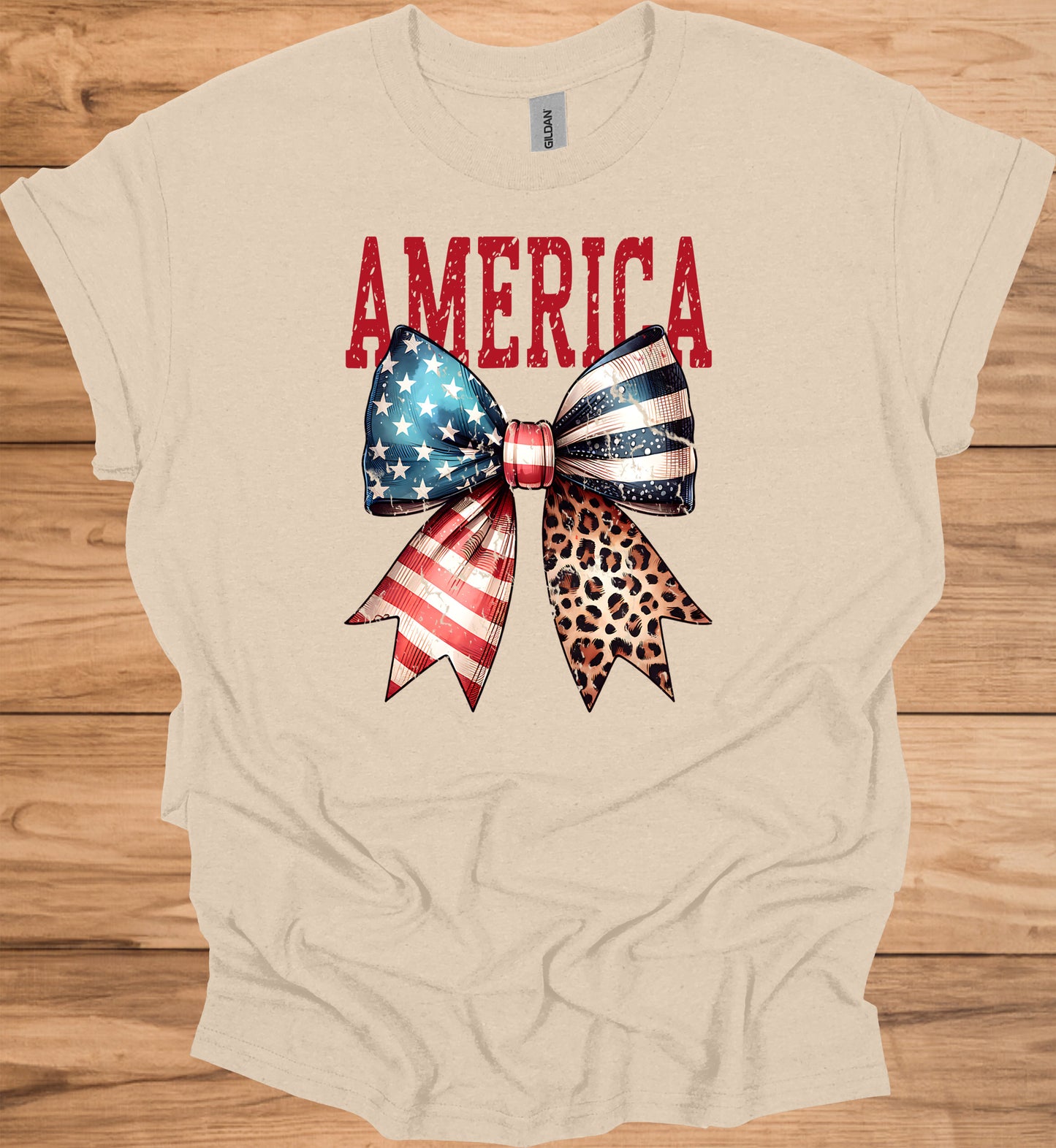 Patriotic Bow T-Shirt - Unisex Heavy Cotton Tee, 4th of July, BBQ, Summer, Casual Wear, American Pride