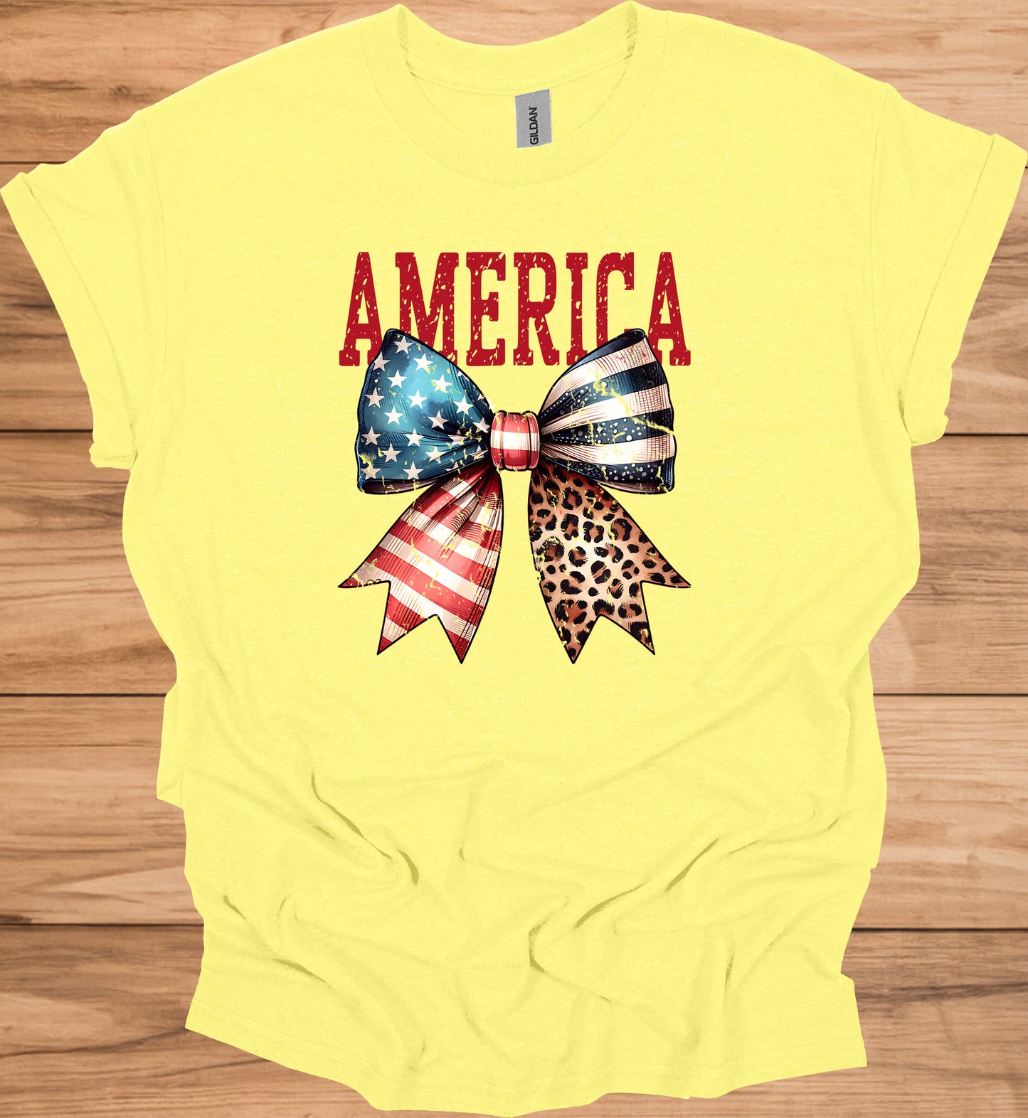 Patriotic Bow T-Shirt - Unisex Heavy Cotton Tee, 4th of July, BBQ, Summer, Casual Wear, American Pride