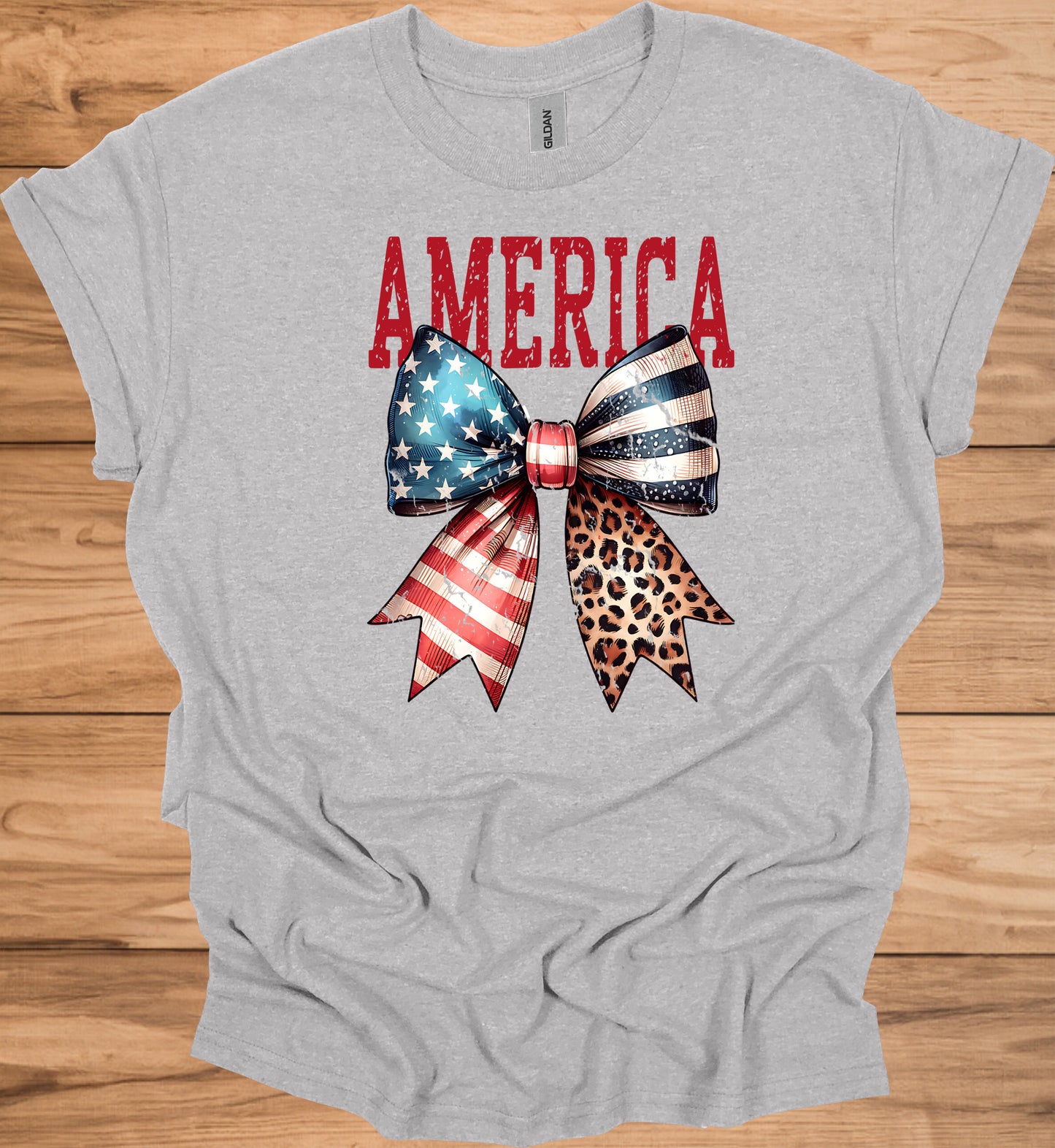 Patriotic Bow T-Shirt - Unisex Heavy Cotton Tee, 4th of July, BBQ, Summer, Casual Wear, American Pride