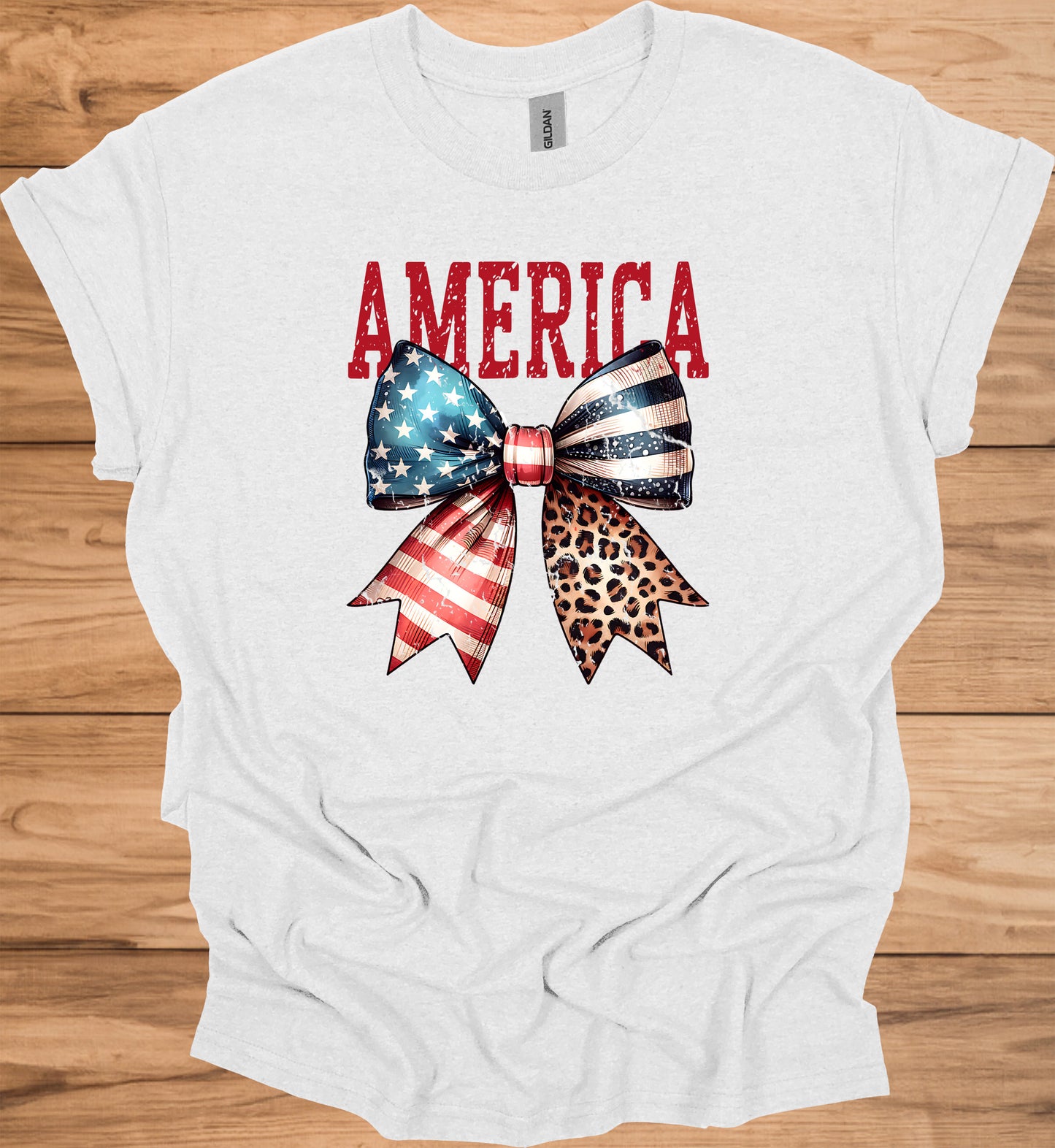Patriotic Bow T-Shirt - Unisex Heavy Cotton Tee, 4th of July, BBQ, Summer, Casual Wear, American Pride