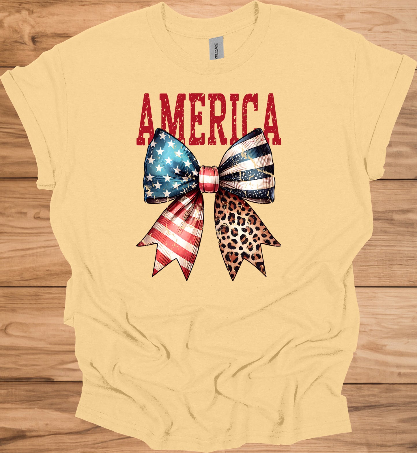 Patriotic Bow T-Shirt - Unisex Heavy Cotton Tee, 4th of July, BBQ, Summer, Casual Wear, American Pride