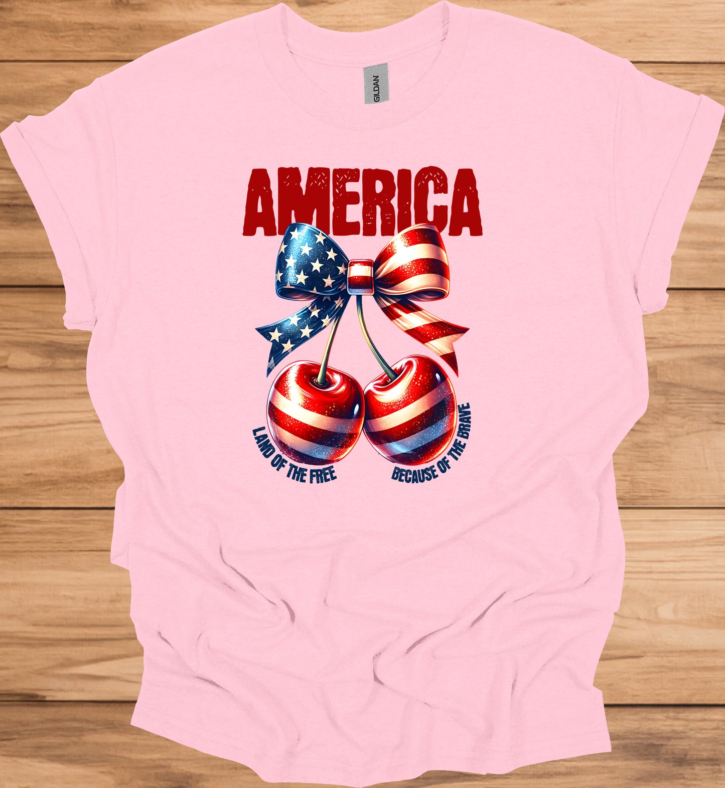 Patriotic Tee with Cherry Design | USA Independence Day Shirt, American Pride T-Shirt, Summer BBQ Top, 4th of July Apparel