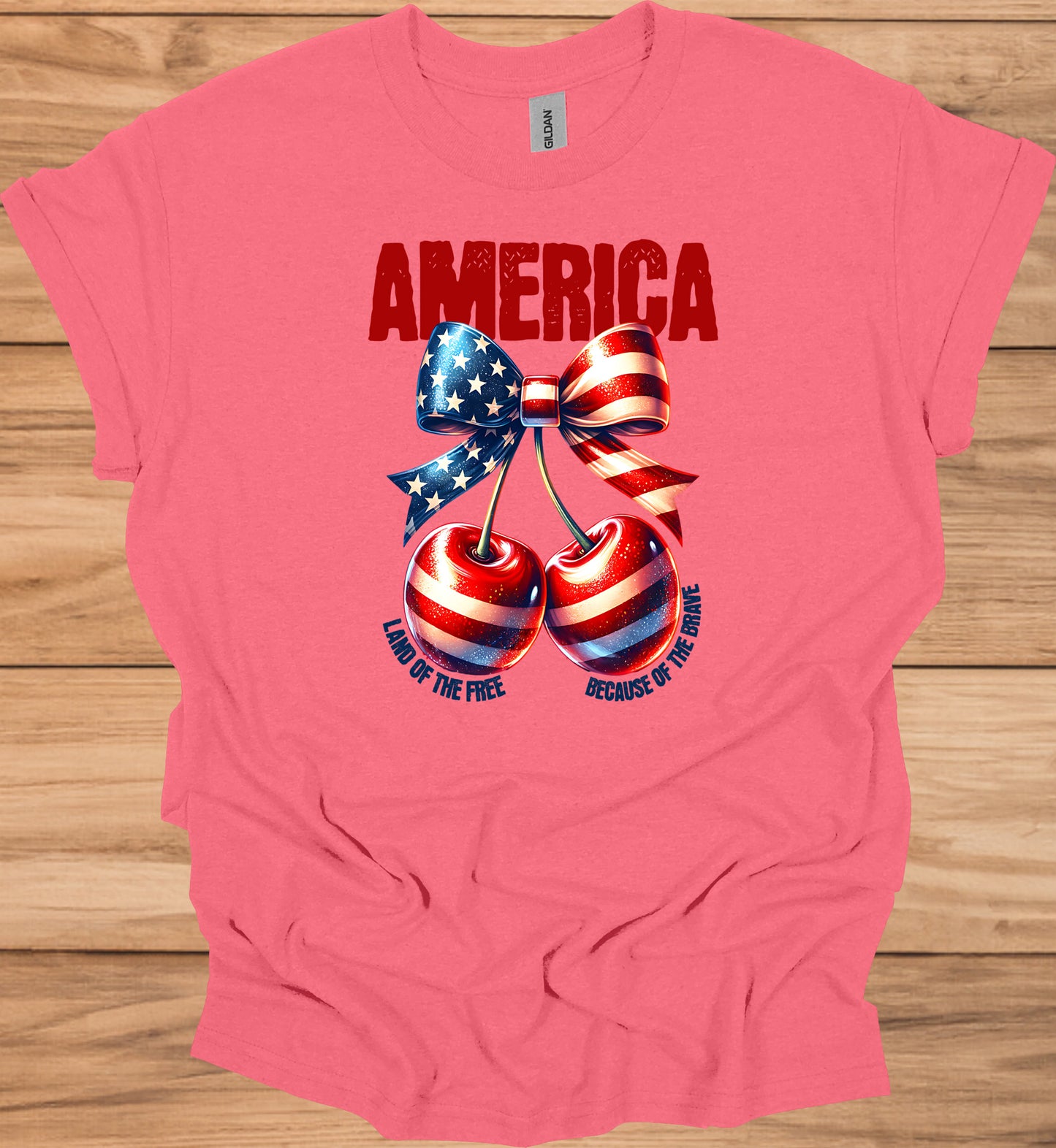 Patriotic Tee with Cherry Design | USA Independence Day Shirt, American Pride T-Shirt, Summer BBQ Top, 4th of July Apparel