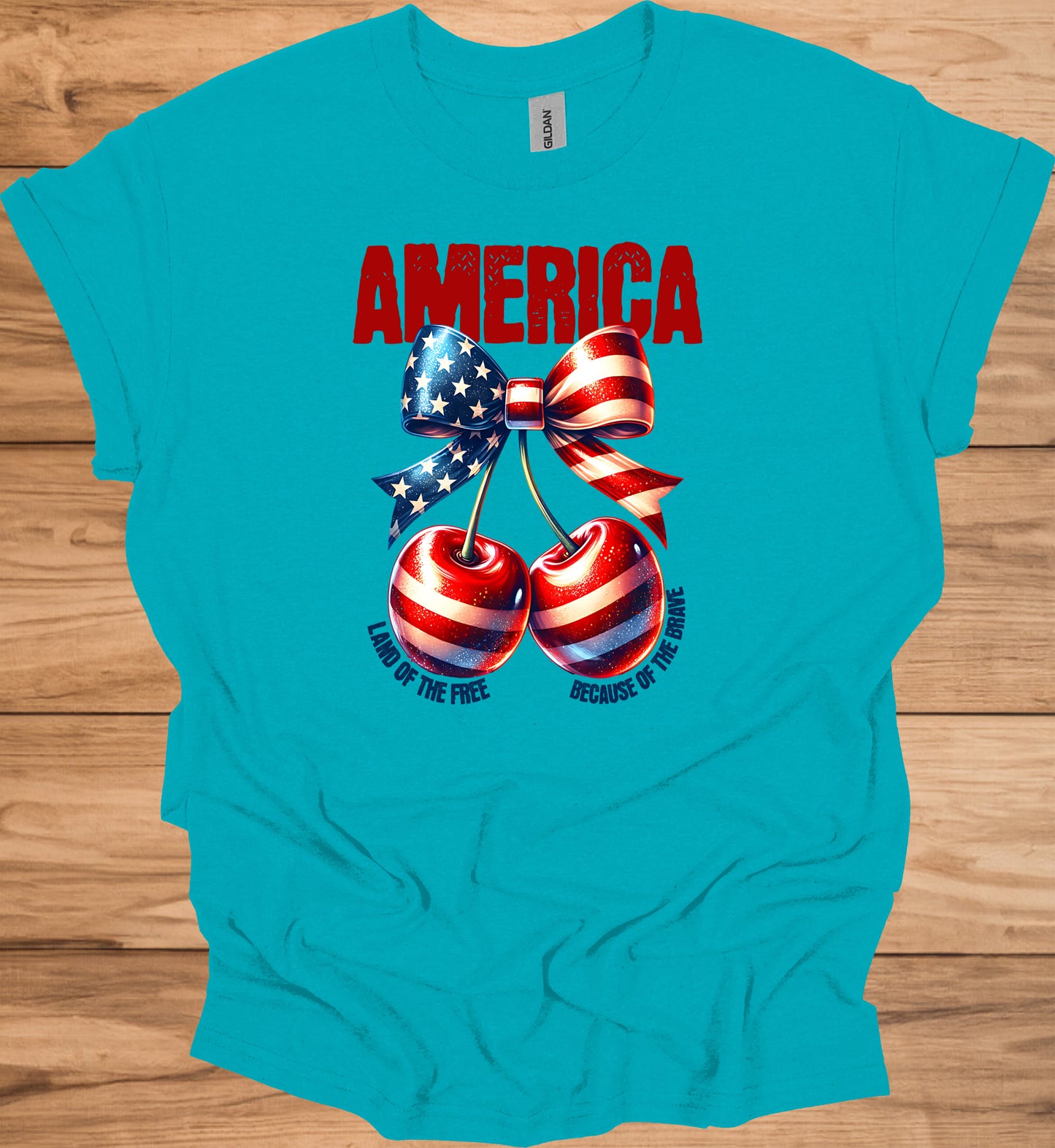 Patriotic Tee with Cherry Design | USA Independence Day Shirt, American Pride T-Shirt, Summer BBQ Top, 4th of July Apparel