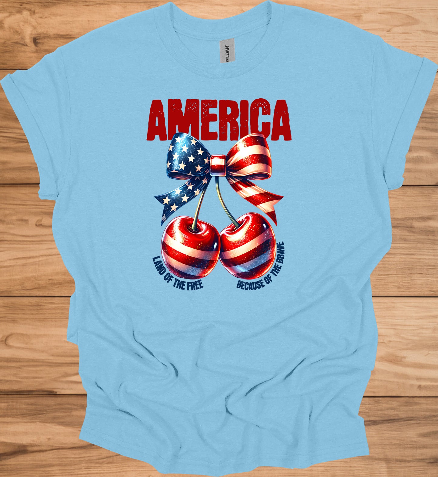Patriotic Tee with Cherry Design | USA Independence Day Shirt, American Pride T-Shirt, Summer BBQ Top, 4th of July Apparel