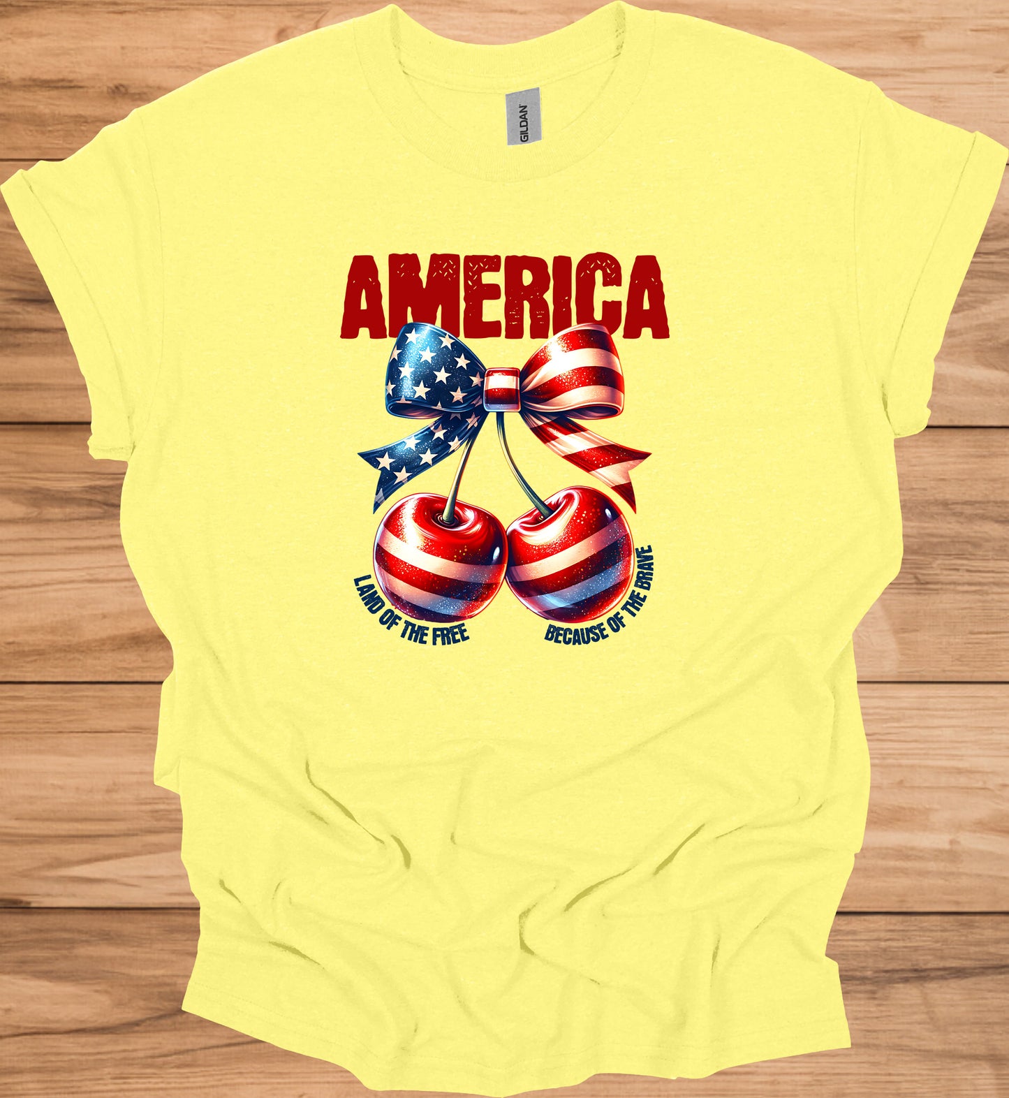 Patriotic Tee with Cherry Design | USA Independence Day Shirt, American Pride T-Shirt, Summer BBQ Top, 4th of July Apparel