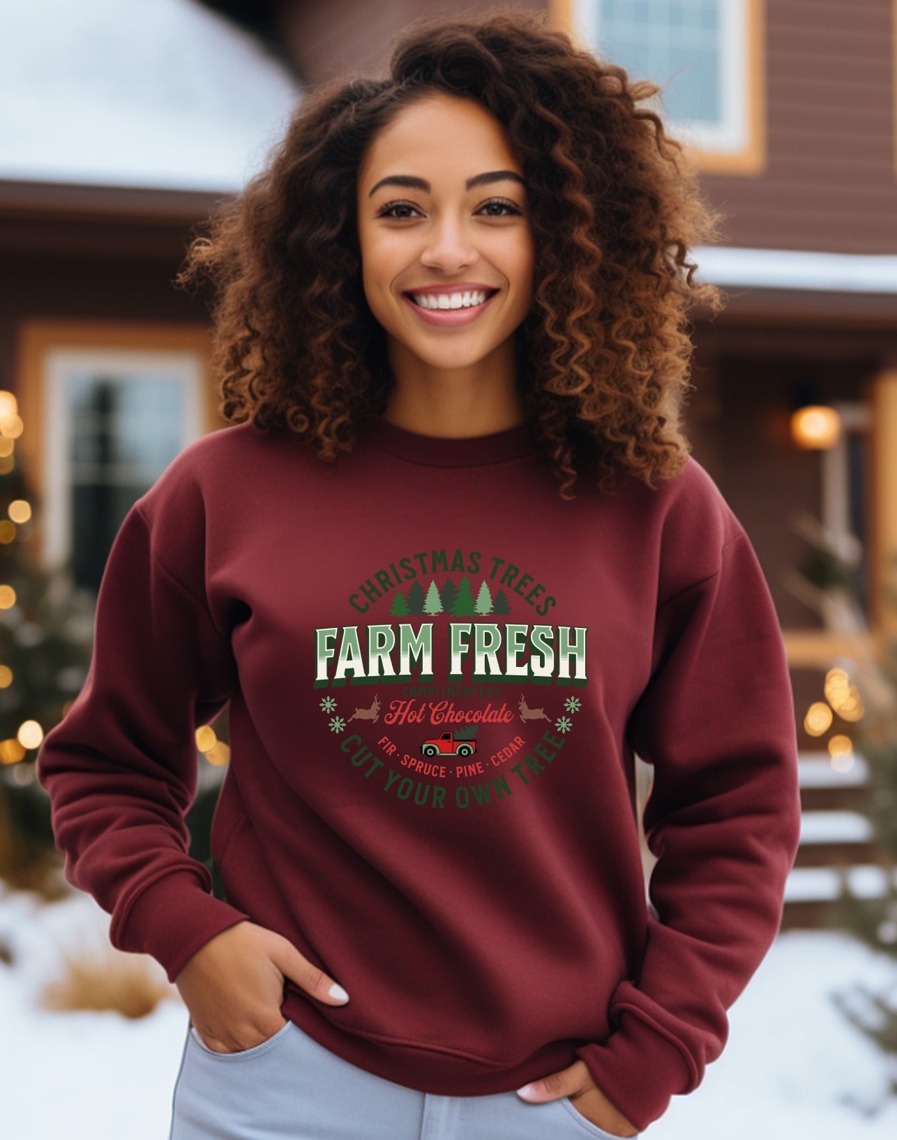 Farm Fresh Christmas Trees Hot Chocolate Sweatshirt Product