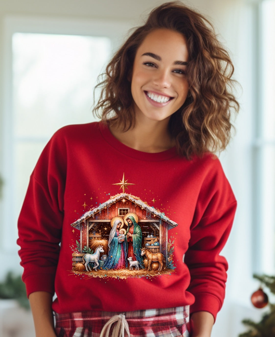 Nativity Scene Print Festive Holiday Sweater product type