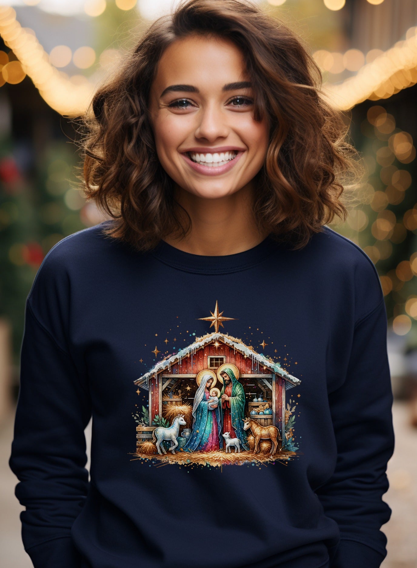 Beautiful Nativity Scene Printed Sweatshirt Product
