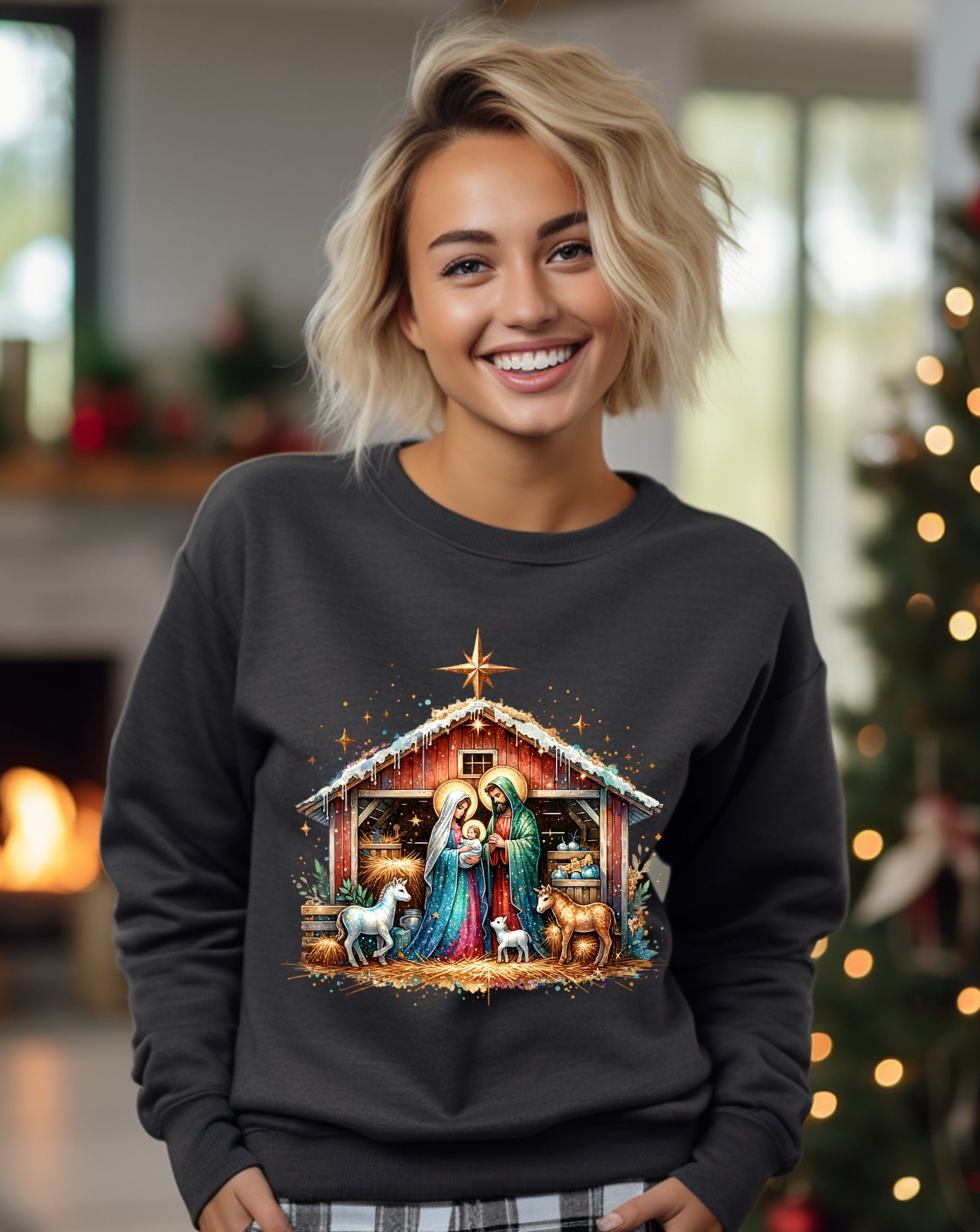 Nativity Scene Holiday Sweater Festive Christmas Product