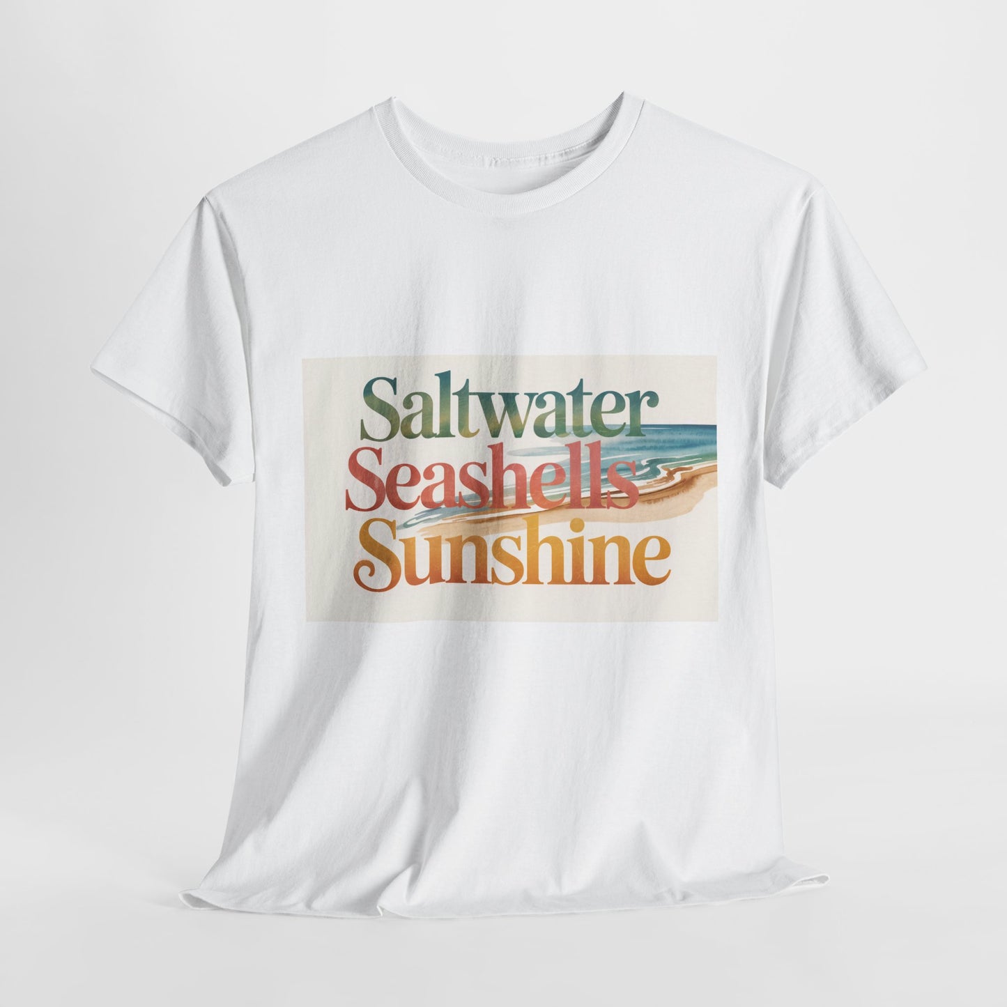 Saltwater Seashells Sunshine Tee | Beach Lovers T-Shirt, Summer Vibes, Coastal Style, Vacation Essential, Nautical Gift