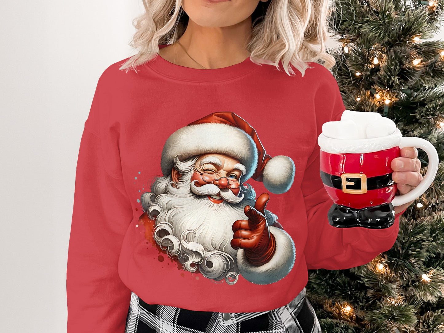 Festive Santa Claus Graphic Red Christmas Sweatshirt product type