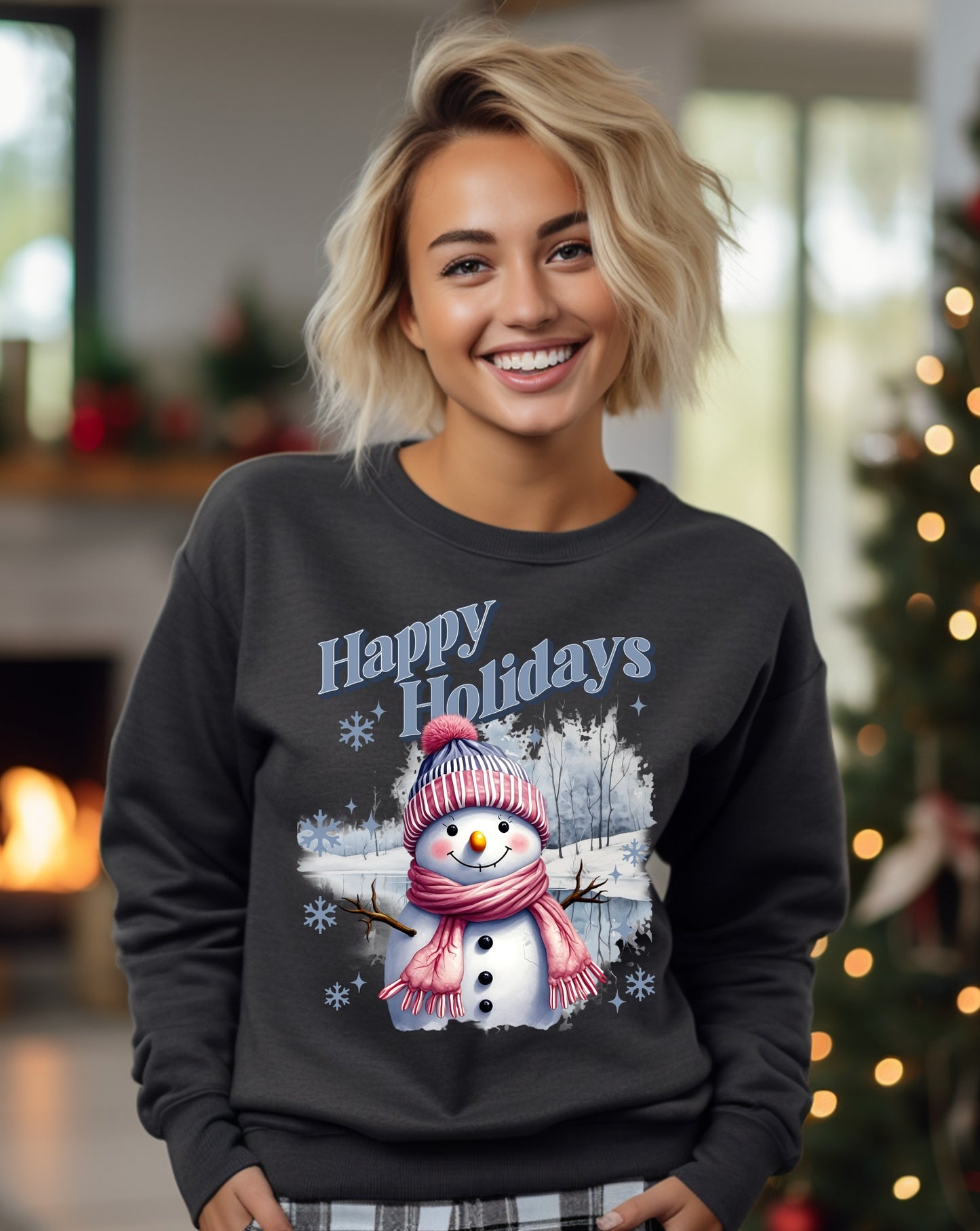Happy Holidays Snowman Design Sweatshirt product type