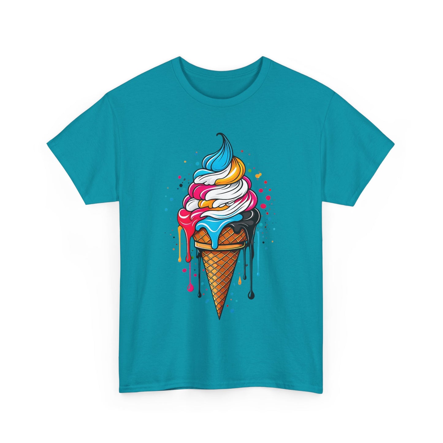Colorful Ice Cream Cone Tee, Summer T-Shirt, Fun Graphic Tee, Gift for Ice Cream Lovers, Festival Apparel