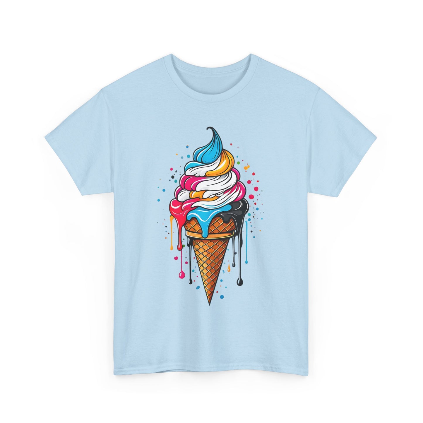 Colorful Ice Cream Cone Tee, Summer T-Shirt, Fun Graphic Tee, Gift for Ice Cream Lovers, Festival Apparel