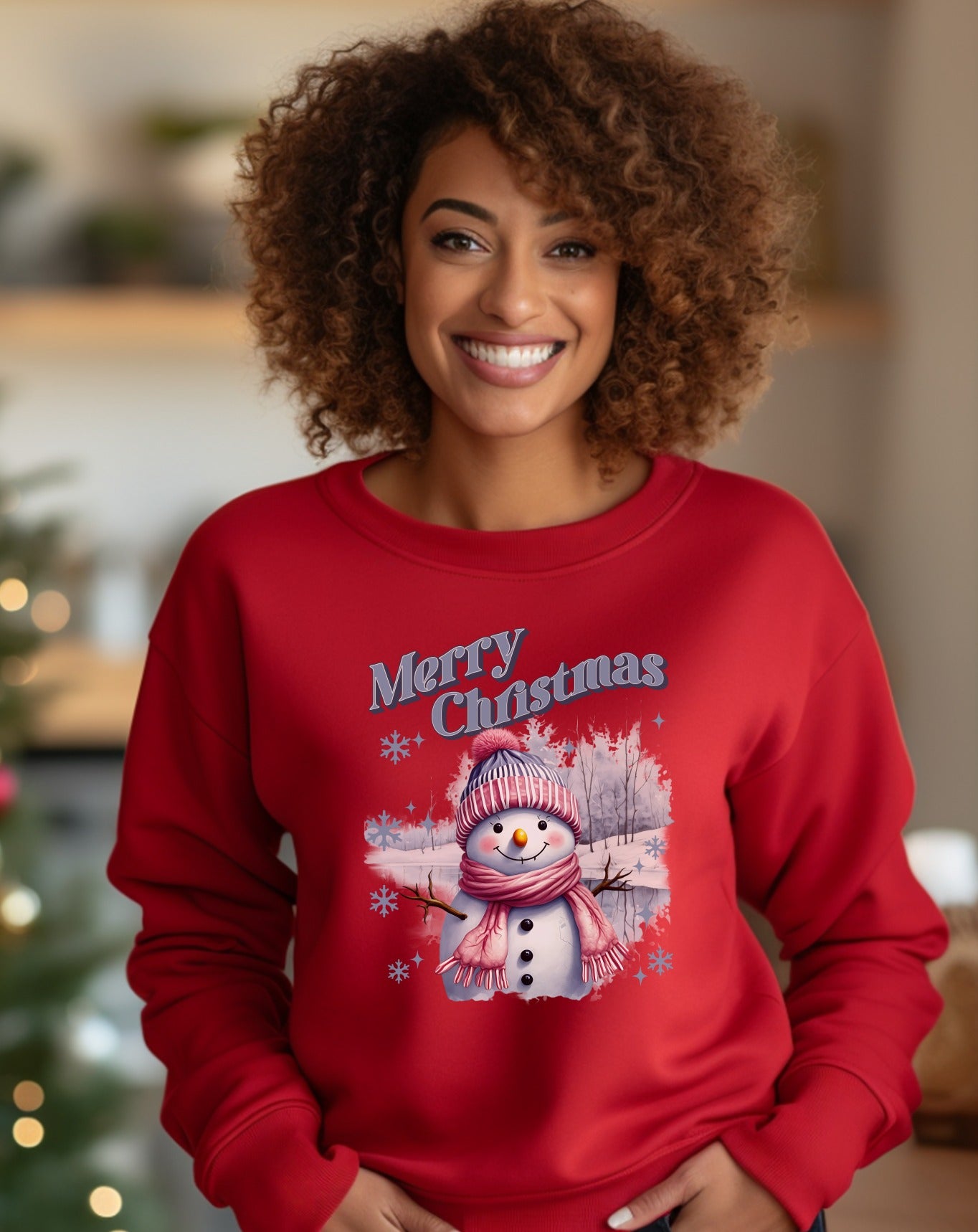 Merry Christmas Snowman Graphic Red Sweatshirt product