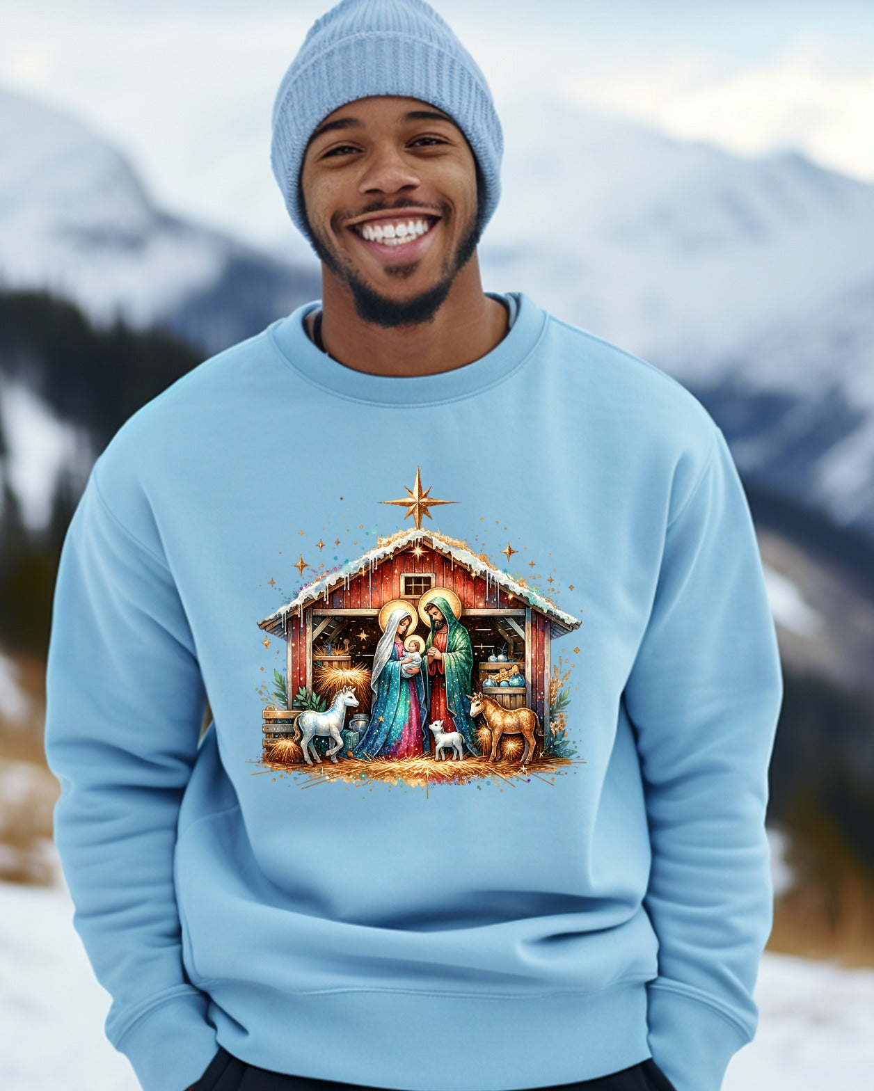 Festive Holiday Nativity Scene Printed Sweater product