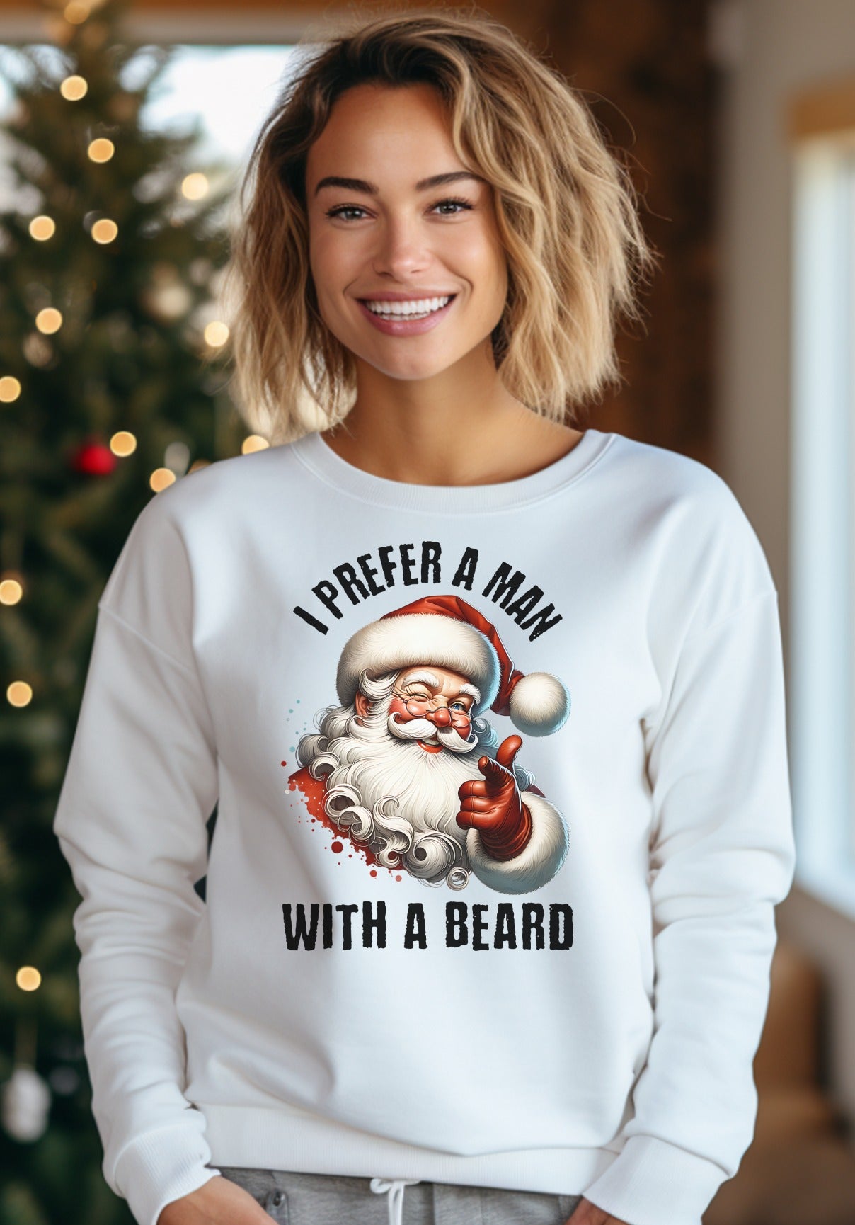 I Prefer A Man With A Beard Santa Sweatshirt product type