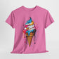 Colorful Ice Cream Cone Tee, Summer T-Shirt, Fun Graphic Tee, Gift for Ice Cream Lovers, Festival Apparel